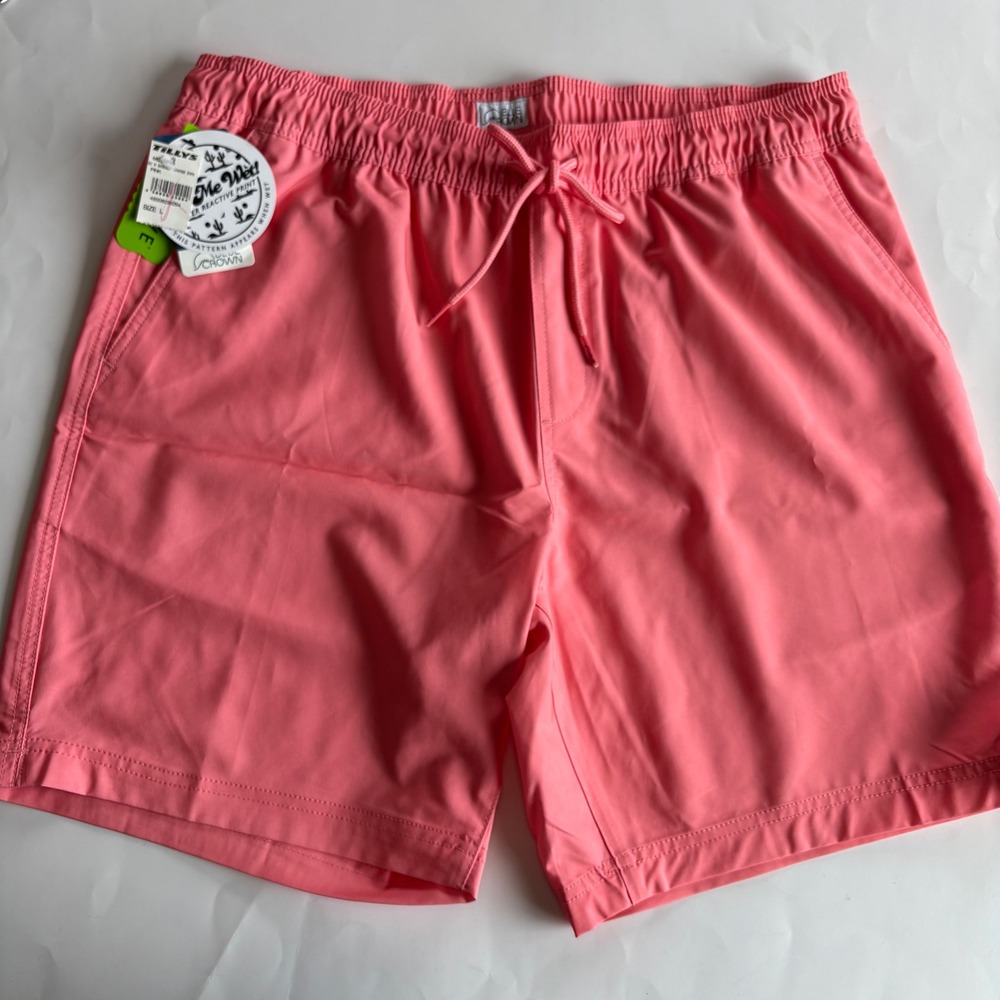 Blue Crown Men's Large‎ Coral Swim Shorts All over Water Reactive Print Unlined